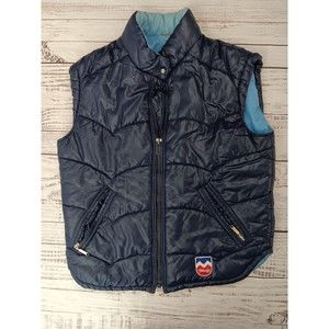 St. Moritz Puffer Vest Men's Large Blue  Full Zip Pockets Outdoor Vintage